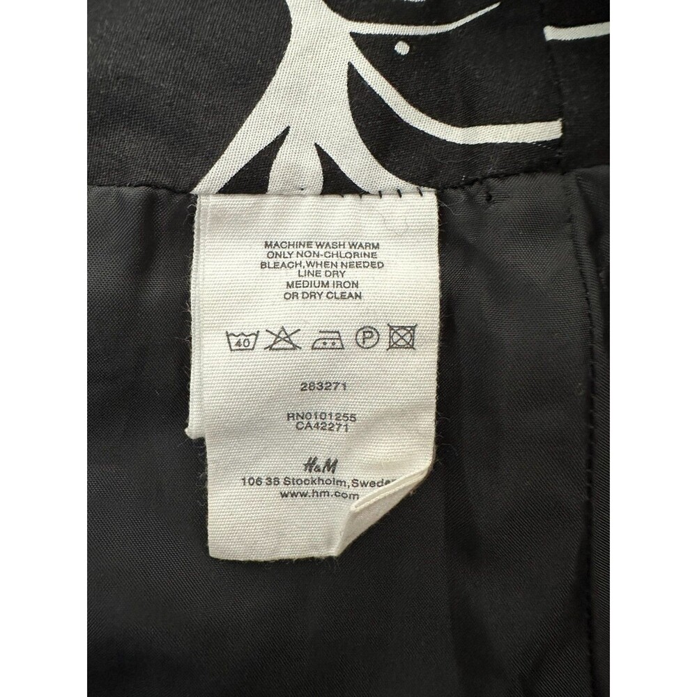H&M Tropical Floral A-Line Skirt Size 4 Black White Monochrome Coastal Resort - Picture 8 of 9